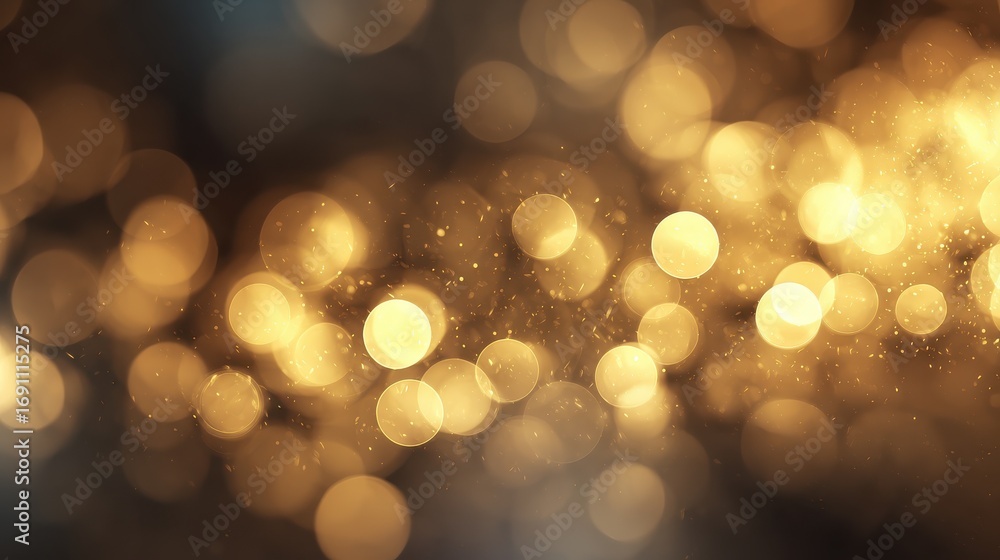 Poster soft golden bokeh lights background with subtle blurry texture