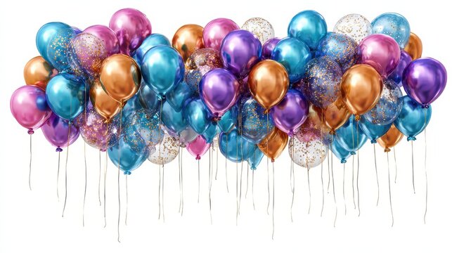celebration decoration png party decor png shiny metallic balloons png festive atmosphere png helium balloon bunch png transparent background image