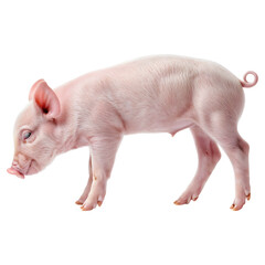 Young piglet standing on transparent background isolated on transparent background