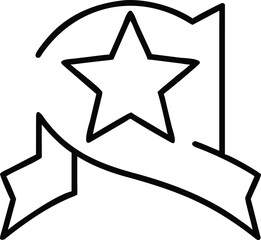 Award Ribbon Outline Vector Icon On White Background