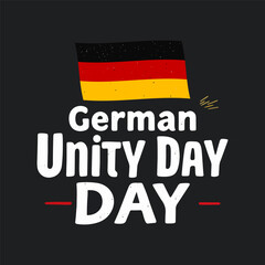 German unity day flag text typography, vector art illustration.