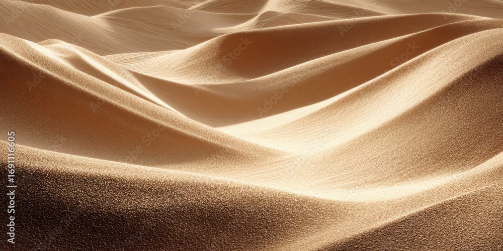 Poster abstract view of soft sand dunes in warm tones with fluid shapes and textures