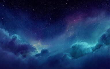 Fototapeta premium Stunning Night Sky with Stars and Colorful Clouds Display