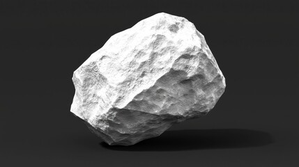 Obraz premium A white rock with a rough texture and jagged edges sits on a black background.