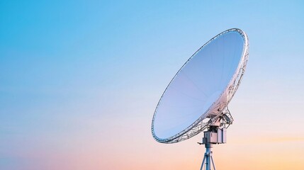Modular emergency communication satellites antenna dish, metallic sheen, subtle signal, orbital view