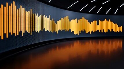 Obraz premium Wide angle cinematic shot of stock exchange trading floor with carbon credit green finance graphs on large digital screen.