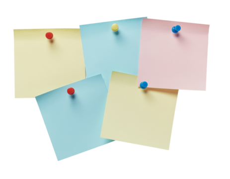 Colorful notes pinned to board reminder notes sticky notes office notes message notes memo notes task notes list notes