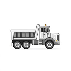 Naklejka premium Illustration of a white dump truck with an elevated body and sturdy tires