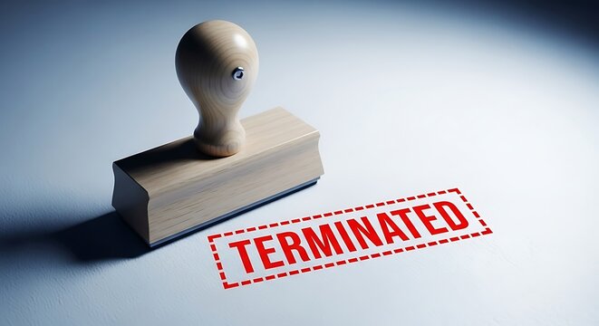 Terminated stamp on white background showing a business decision of termination