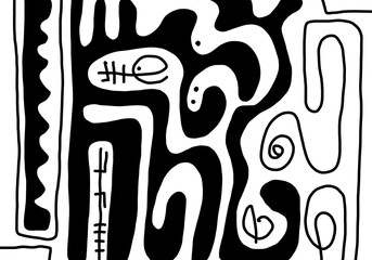 Minimal abstract image for printing. Picture for modern interiors. The picture is painted by hand on a tablet. © neurostructure