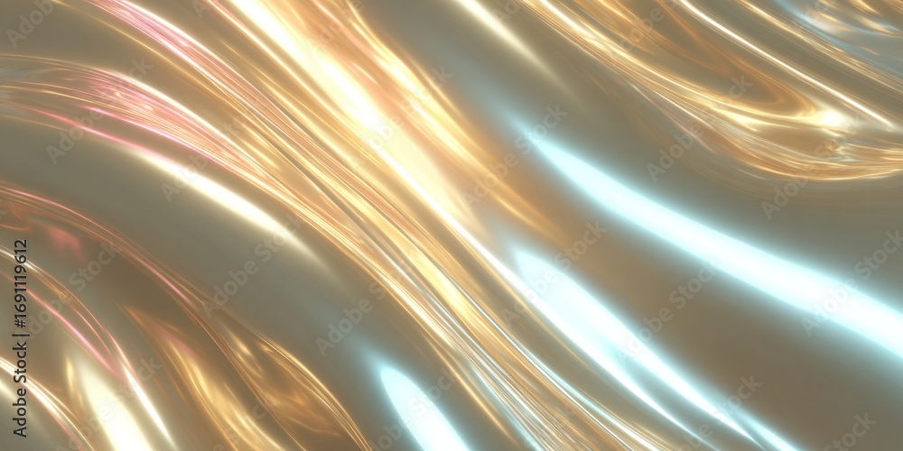 Poster smooth metallic surface with soft reflections and light streaks creating an abstract background for 