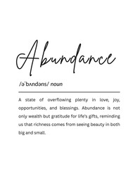Abundance Definition Wall Art, Manifestation Printable Poster, Positive Quote Digital Download for Home Office