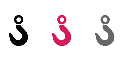 Minimalist Hook Icon – Industrial, Lifting, and Towing Symbol in Flat Vector Style for Construction UI, Mechanical Graphics, and Equipment-Themed Design Projects