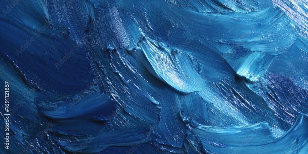 Aufkleber deep blue abstract texture with rich brush strokes and diverse paint layers for artistic background 