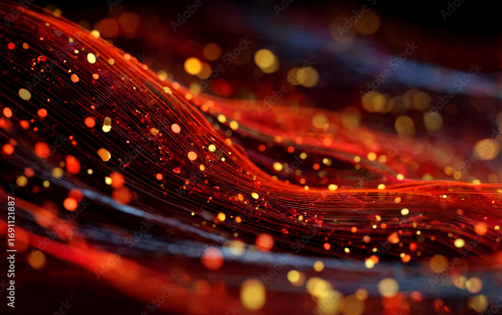 Poster vibrant abstract background with glowing particles and dynamic lines