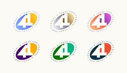 Collection Number Anniversary Colourful 41th, 41th Happy Anniversary with Oval, Sphere or Ellipse shape and any colour.