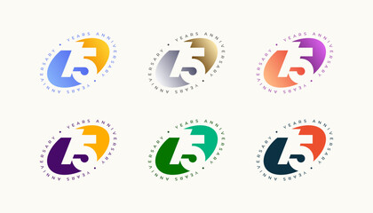 Collection Number Anniversary Colourful 75th, 75th Happy Anniversary with Oval, Sphere or Ellipse shape and any colour.