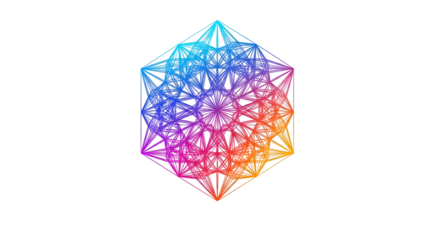 Rainbow Geometric Mandala Abstract Colorful Line Art Design