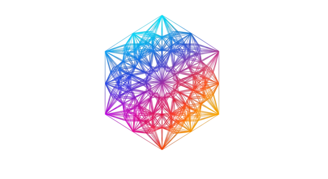 Rainbow Geometric Mandala Abstract Colorful Line Art Design