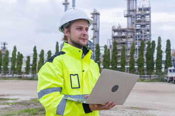 Engineer Communicating at Industrial Plant