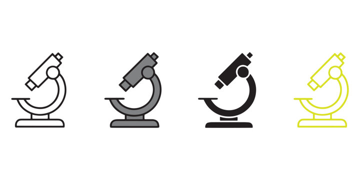 Minimalist Microscope Icon Set &ndash; Scientific, Educational, and Technological Variants in Flat and Outline Styles for Lab UI, Research Apps, and STEM Presentations