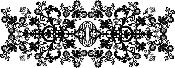 black symmetrical decorated long stripe pattern