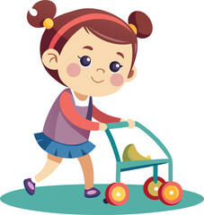 Girl with a baby walker