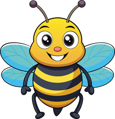 Bee cartoon character isolated on transparent background