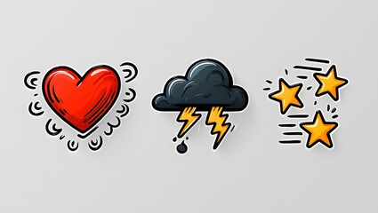 Playful Emoji-Style Doodles – Hand-Drawn Icons with Exaggerated Emotions like Love, Anger, and Excitement