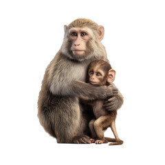 Tender Embrace: Mother Monkey Cradles Her Adorable Baby Monkey