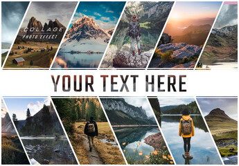 Photo Collage Stripes Effect Mockup