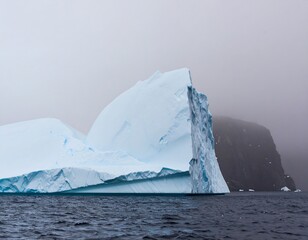 Iceberg in a misty landscape