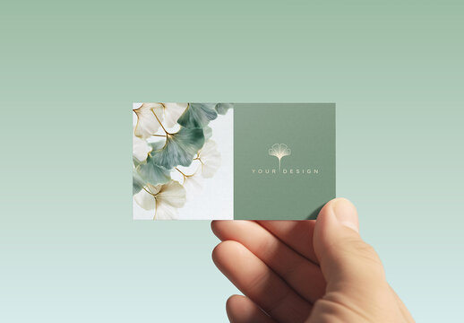 White Minimalist Business Card In Hand Mockup