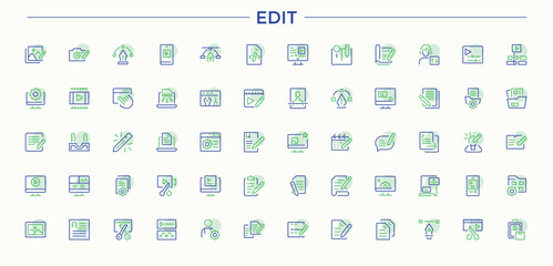 Edit colorful line icon set. Featuring adjust, editor, writer, adjustable, align, editing and more. Thin outline icons pack. Align modern icon set. Editable vector.