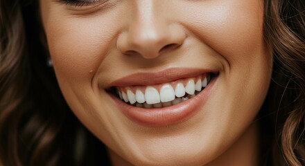 Closeup of a womans mouth with a wide white smile