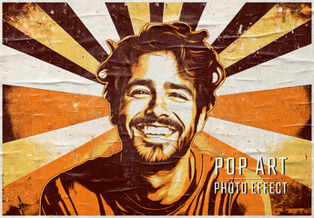 Vintage Pop Art Retro Photo Effect Mockup