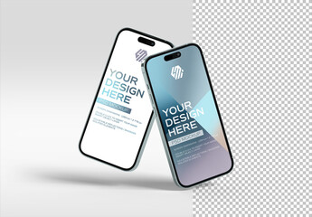 Two Isolated Mobile Phones With Shadows Mockup