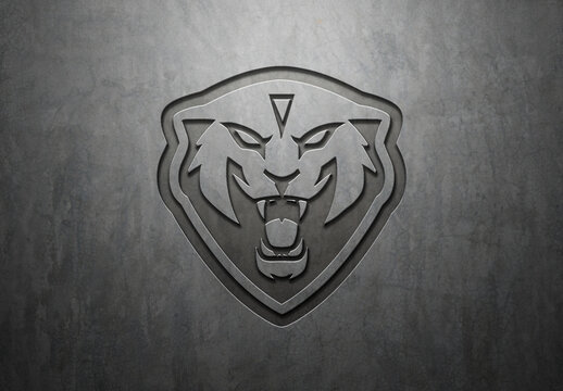 Engraved Logo Effect in Concrete Stone Mockup