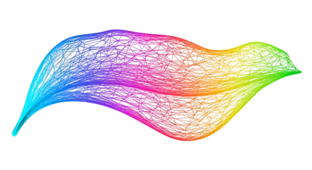 Colorful Abstract Leaf A Vibrant Digital Artwork of Intertwined Lines and Rainbow Hues