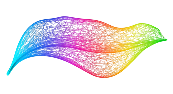 Colorful Abstract Leaf A Vibrant Digital Artwork of Intertwined Lines and Rainbow Hues