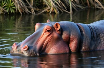 Fototapeta premium hippopotamus in water