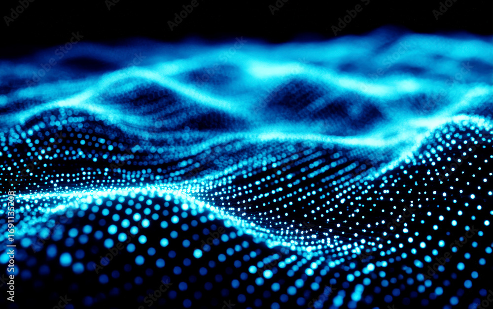 Aufkleber abstract blue digital waves representing technological data flow