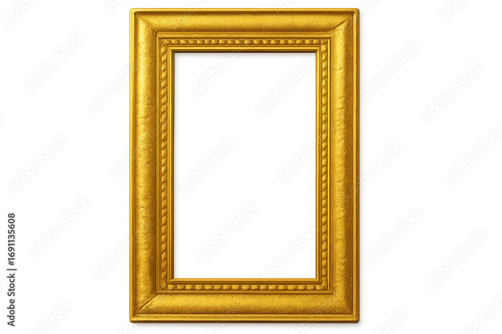 Poster golden ornate frame with transparent background isolating the empty space for easy compositing