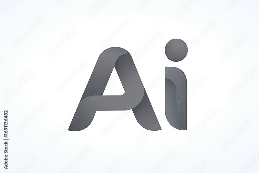 Poster modern 3d ai logo representing artificial intelligence and technology with a clean minimalist design