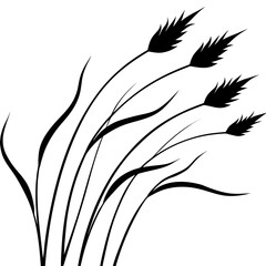 Wild grass and weeds blowing outline vector, a modern wild grass icon art design, black vector weeds blowing outline, black vector of weeds blowing, simple cattail grass art