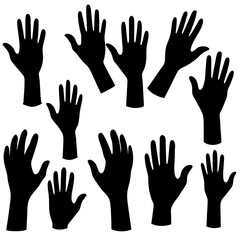 Hands in various positions outline vector, a modern hands icon art design, black vector hands outline, black vector of hands in different styles, simple hands art