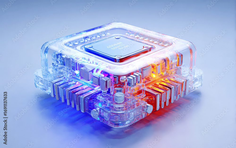 Aufkleber transparent high-tech computer chip with colorful lights
