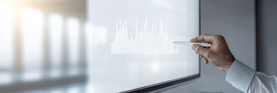 Low angle shot of financial analyst presenting carbon credit green finance growth chart in boardroom