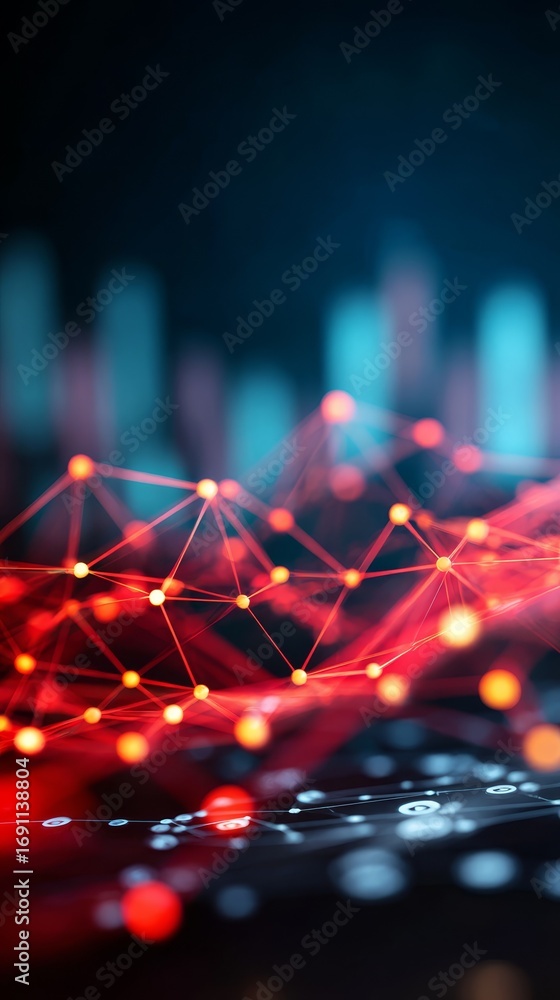 Aufkleber intricate red network spreads across dark background, connectivity, complexity, and intricacy visual