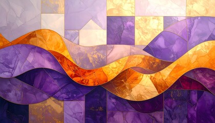 Abstract mosaic design with flowing waves